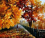 Leonid Afremov Blues of Falling Leaves painting